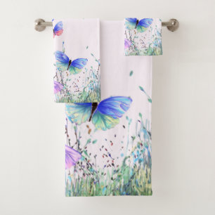 Butterflies Flying in Nature Bath Towels Spring
