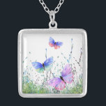 Butterflies Flying in Nature Necklace Gift<br><div class="desc">Necklace with Spring Joy Colourful Butterflies Flying in Nature Watercolor Painting Butterfly and Flowers Necklaces - Choose / Add Your Favourite Text / Colour - Make Your Unique Necklaces Gift - Resize and move or remove and add elements with customisation tool ! - Drawing and Design by MIGNED. You can...</div>