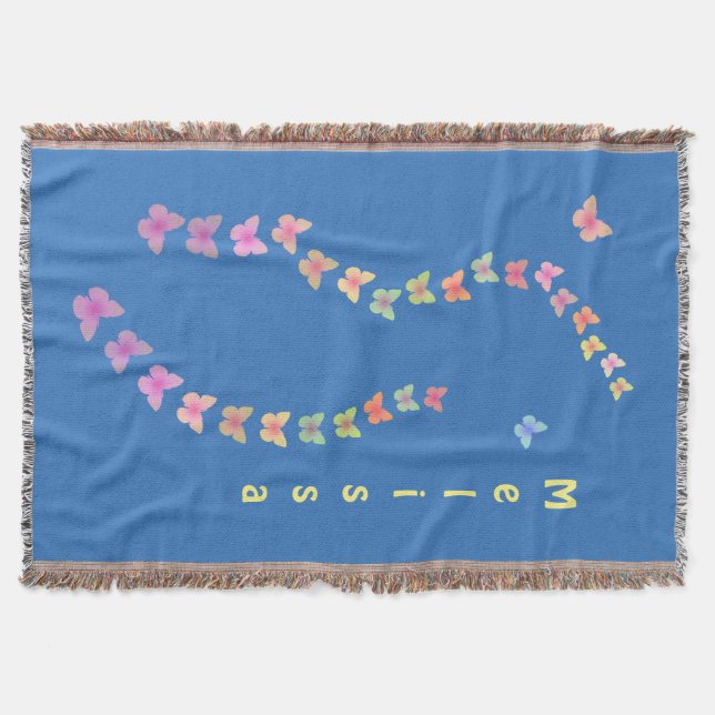 Butterflies flying woven throw blanket (Front)