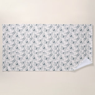 Butterflies for her green and white Beach Towel