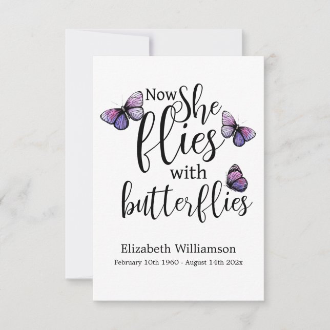 Butterflies Funeral Memorial Rememberance Card (Front)
