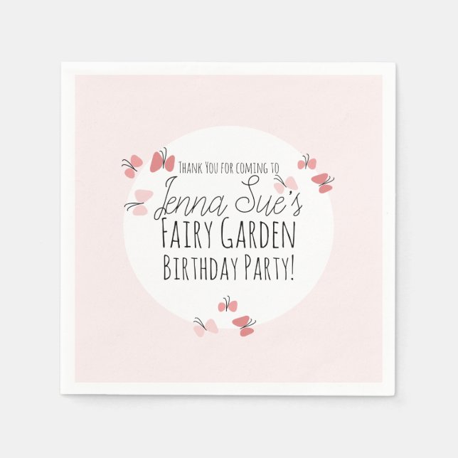 Butterflies Garden Birthday Pink       Napkin (Front)