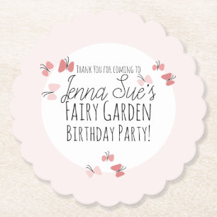 Butterflies Garden Birthday Pink      Paper Coaster