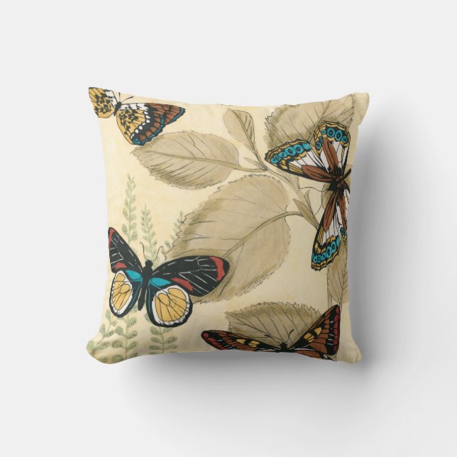 Butterflies Gliding Over Leaves Cushion (Front)