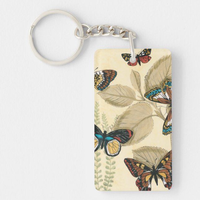 Butterflies Gliding Over Leaves Key Ring (Front)