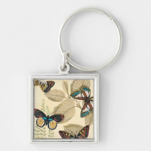 Butterflies Gliding Over Leaves Key Ring (Front)
