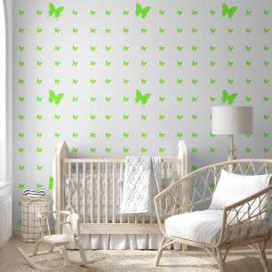 Butterflies Green On White Wallpaper