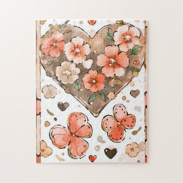 Butterflies, Hearts and Flowers Jigsaw Puzzle (Vertical)