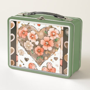 Butterflies, Hearts and Flowers Metal Lunch Box
