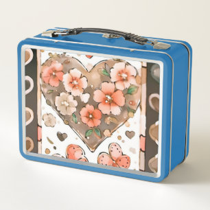 Butterflies, Hearts and Flowers Metal Lunch Box