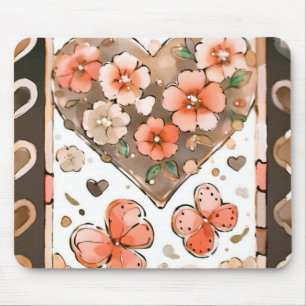 Butterflies, Hearts and Flowers Mouse Pad