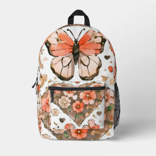 Butterflies, Hearts and Flowers Printed Backpack