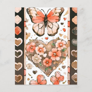 Butterflies, Hearts and Flowers Scrapbooking Paper