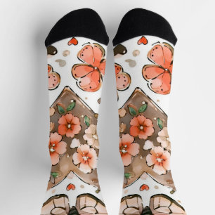 Butterflies, Hearts and Flowers Socks