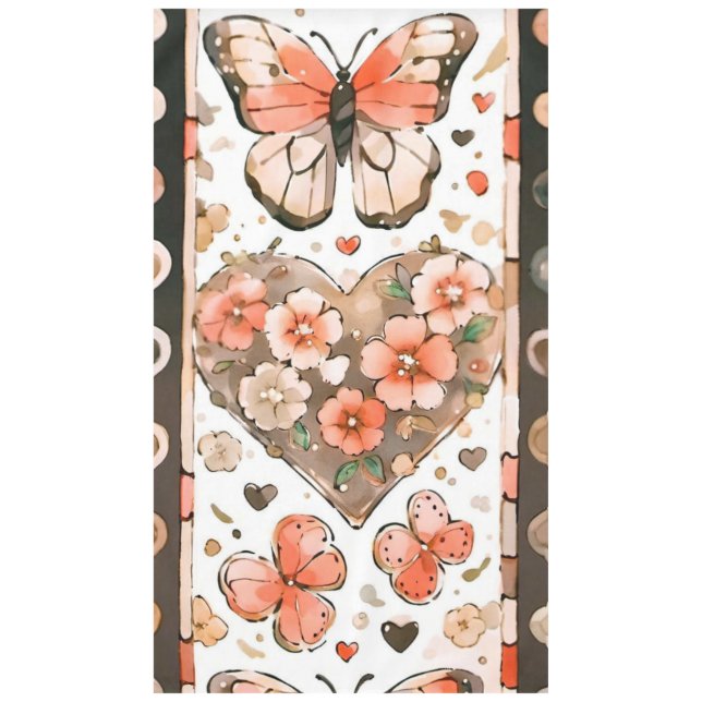 Butterflies, Hearts and Flowers Tablecloth (Front)
