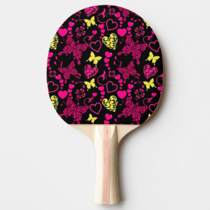 Butterflies, Hearts and Music Notes Ping Pong Paddle