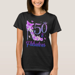 Butterflies High Heels 50 & Fabulous 50th Birthday T-Shirt