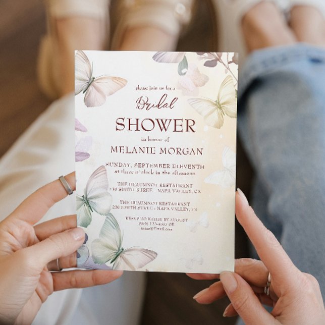 Butterflies I Floral Bridal Shower Invitation (Creator Uploaded)