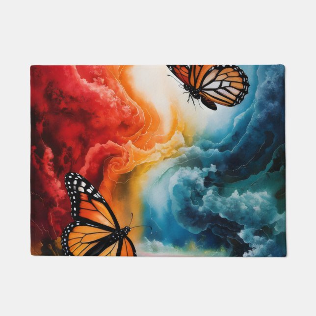 Butterflies in a colorful storm. doormat (Front)