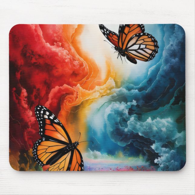 Butterflies in a colorful storm. mouse pad (Front)