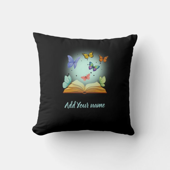 Butterflies in Book Throw Pillow (Front)