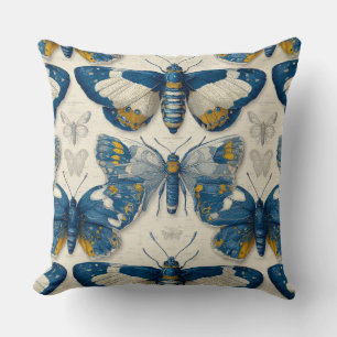 Butterflies In Botany Illustration  Cushion