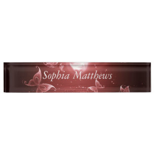 Butterflies in Crimson Moonlight Nameplate