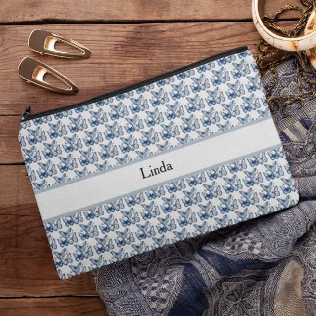Butterflies in Delft Blue, customisable Accessory Pouch (Creator Uploaded)