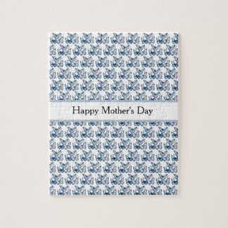 Butterflies in Delft Blue, customisable Jigsaw Puzzle