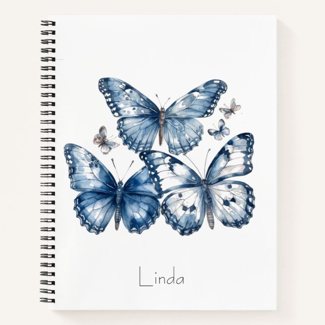 Butterflies in Delft Blue, customisable  Notebook (Front)