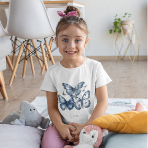 Butterflies in Delft Blue, customisable T-Shirt