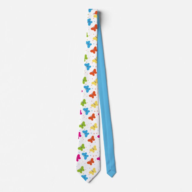 Butterflies in Flight Rainbow of Colours  Tie (Front)