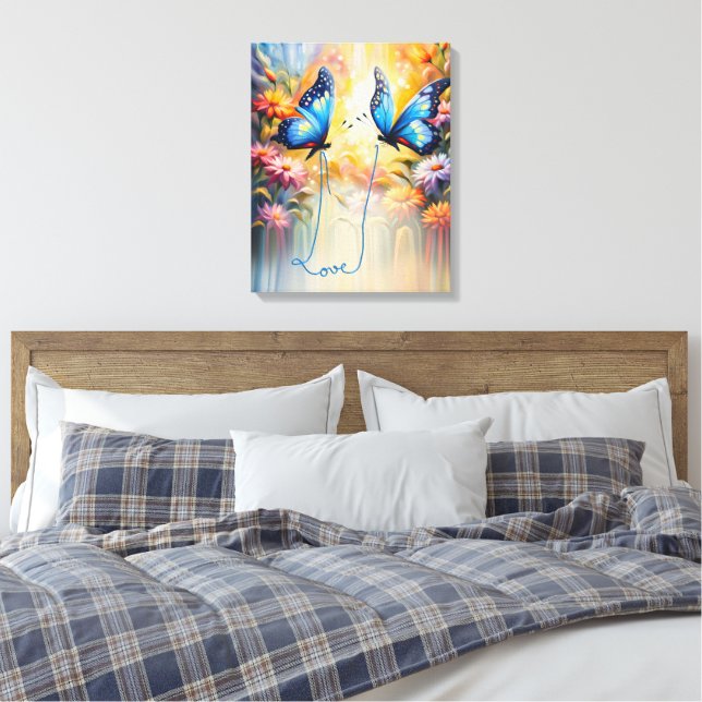 butterflies in love canvas print (Insitu(Bedroom))