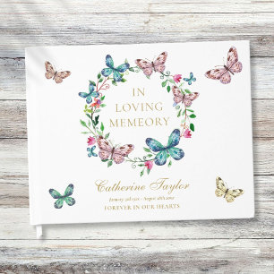 Butterflies In Loving Memory Memorial Funeral Guest Book