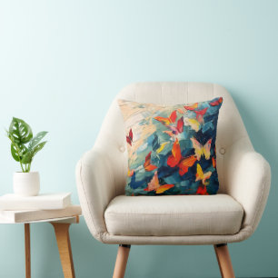 Butterflies in Motion – Expressive Abstract Flight Cushion
