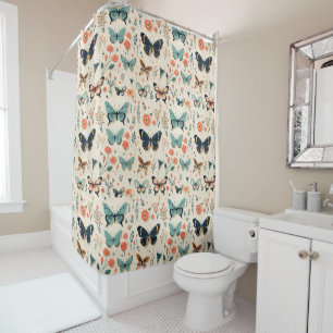 Butterflies in muted colours shower curtain