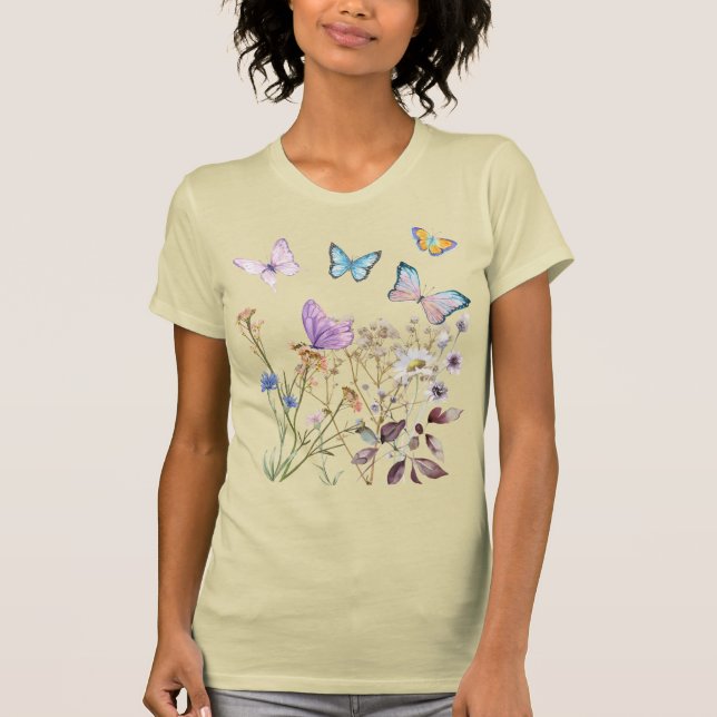 Butterflies in Pastel colours - T-shirt (Front)