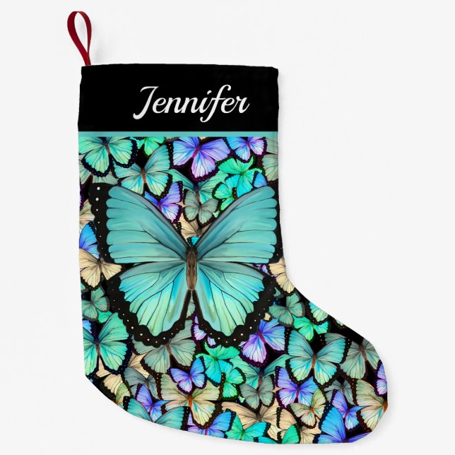 Butterflies in Pastel Small Christmas Stocking (Front)