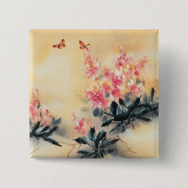 Butterflies in Spring 15 Cm Square Badge (Front)
