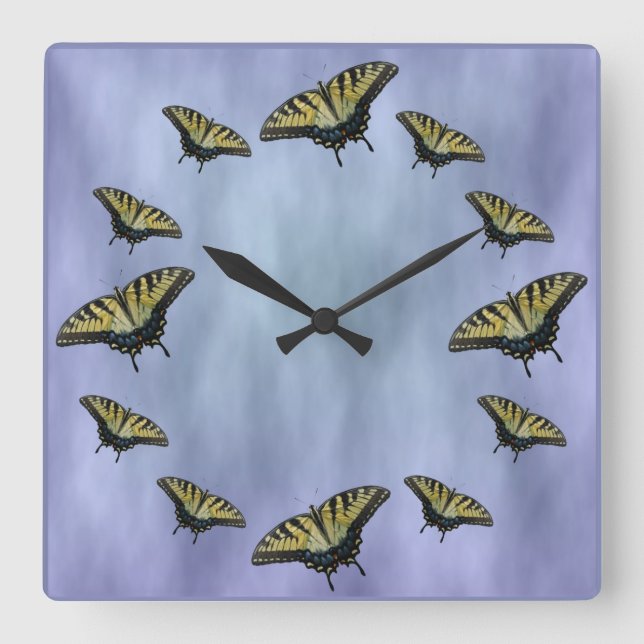 Butterflies in the clouds. square wall clock (Front)
