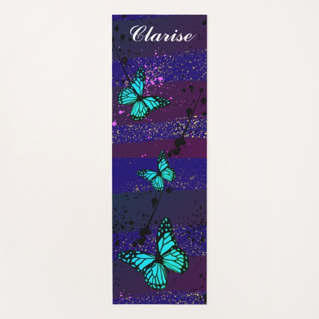 butterflies in the purple sky yoga mat (Front)