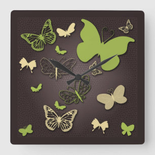 Butterflies in Warm Earth Tones Wall Clock