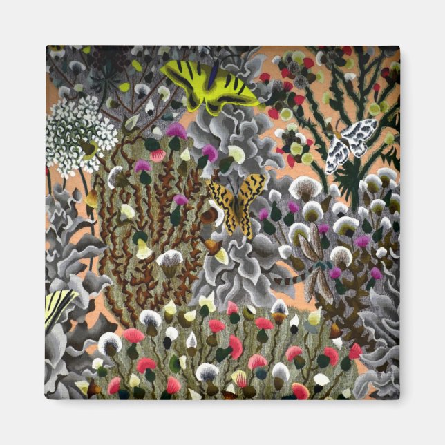 Butterflies in willows vintage illustration magnet (Front)