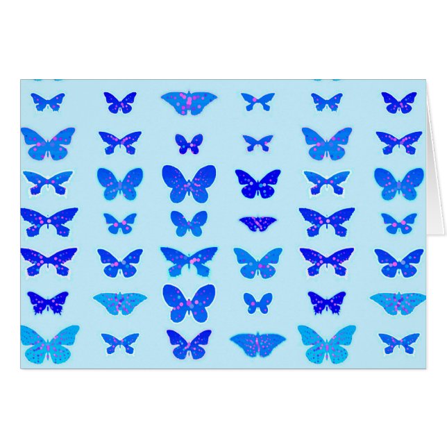 Butterflies, indigo, sky blue background (Front Horizontal)