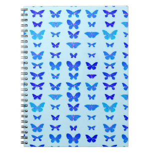 Butterflies, indigo, sky blue background spiral notebook