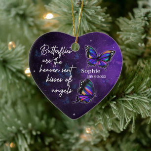 Butterflies kisses of angels - Personalised Cerami Ceramic Tree Decoration