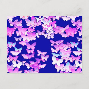 Butterflies, lavender and dark blue postcard