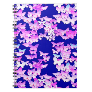 Butterflies, lavender and dark blue spiral notebook