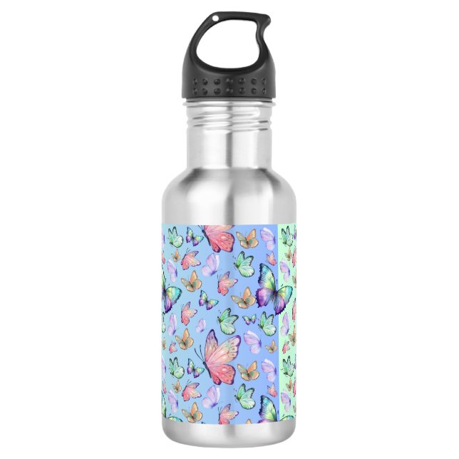Butterflies Linear Gradient Background Pattern 532 Ml Water Bottle (Front)