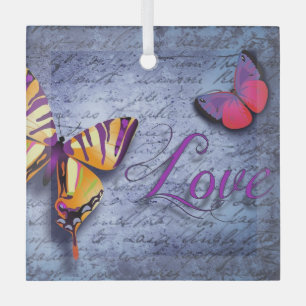 Butterflies love blue glass tree decoration
